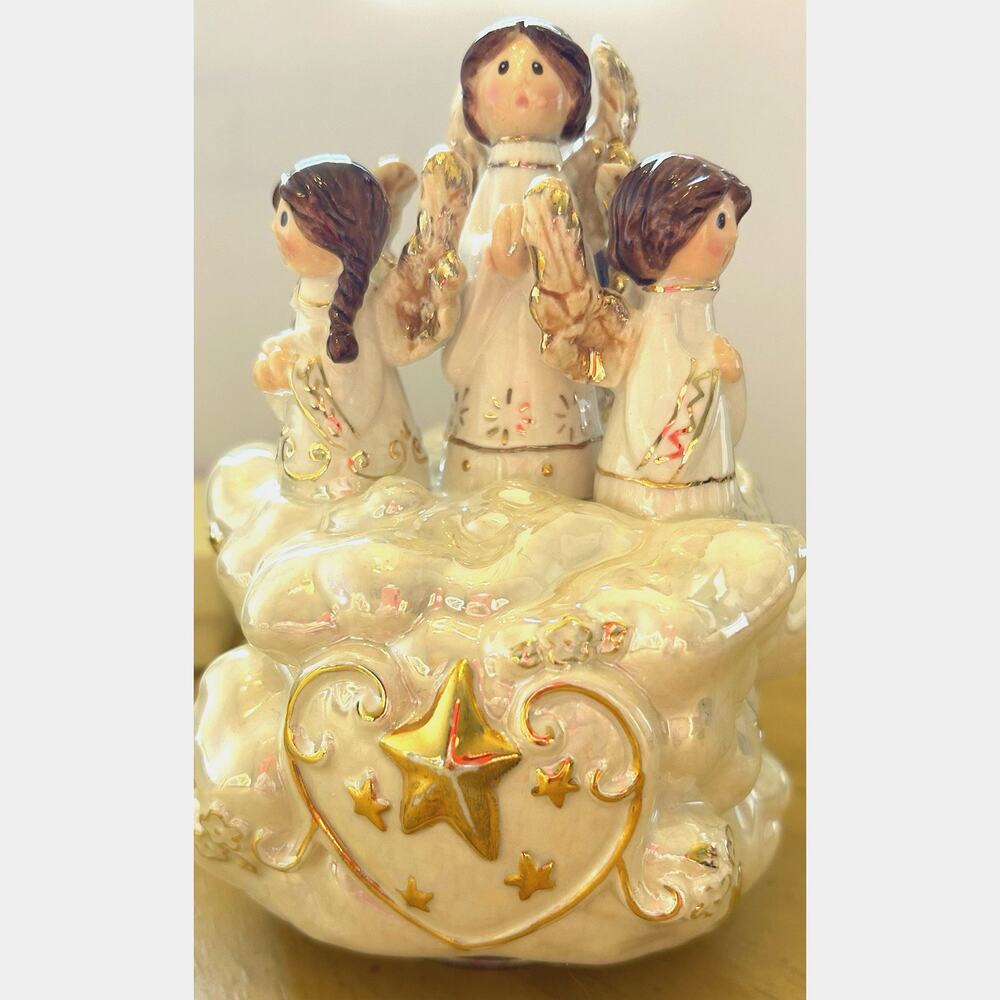 Kurt S. Adler Santa’s World Porcelain 'Hark the Herald' Angels Wind-up Music Box